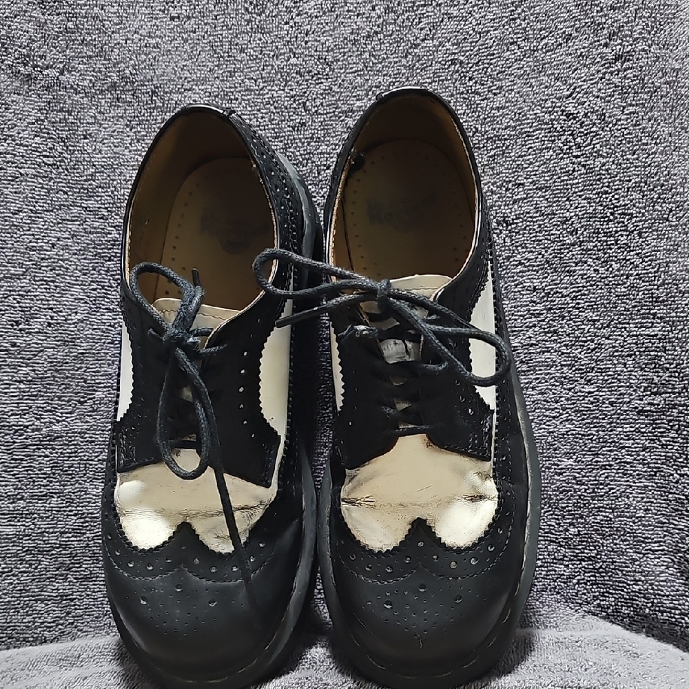 Dr. Martens Black and Cream Brogue Shoes
